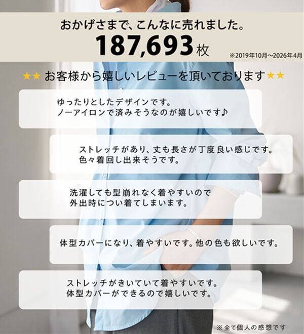 BELLUNA（ベルーナ）の「＜ＳＯＬＯＴＥＸ（Ｒ）＞ストレッチビッグシャツ（シャツ）」｜詳細画像
