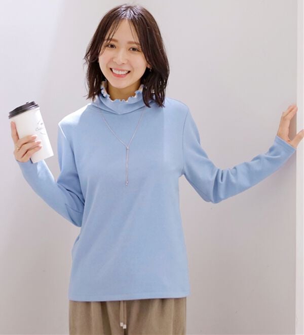 BELLUNA（ベルーナ）の「なめらかタッチ起毛素材配色インナープルオーバー（カットソー）」｜詳細画像