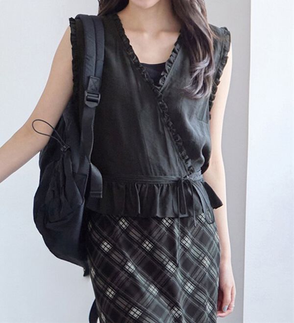 CHAN ME（チャンミ）の「カシュクールフリルブラウス（ブラウス）」｜詳細画像