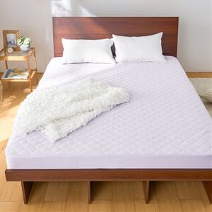 iellio（イエリオ）の「ひんやり冷感敷パッド一体型ＢＯＸシーツ＜洗える・接触冷感・抗菌防臭・時短・家事楽・ボックスシーツ・寝苦しさ対策＞（ボックスシーツ・ベッドシーツ）」｜ラベンダーグレー