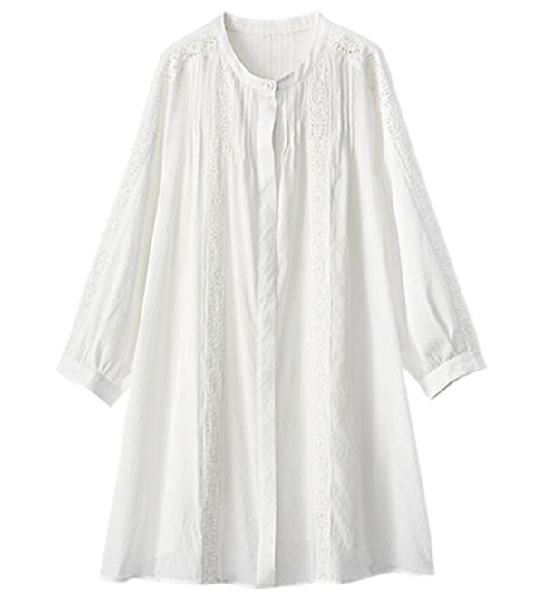 BELLUNA（ベルーナ）の「シアー素材マーガレットレース使いチュニック（チュニック）」｜オフ白