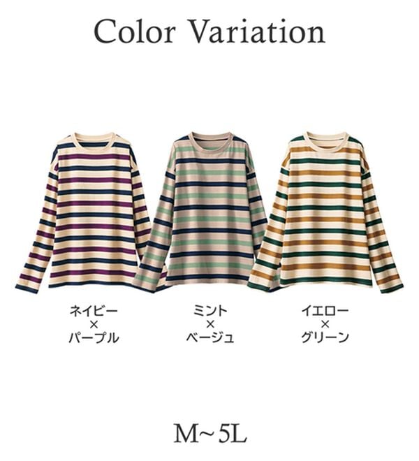 BELLUNA（ベルーナ）の「綿１００％配色ボーダープルオーバー（カットソー）」｜詳細画像