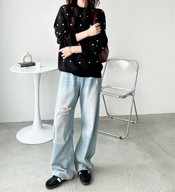 GeeRA（ジーラ）の「ドット柄ニットプルオーバー（ニット・セーター）」｜詳細画像