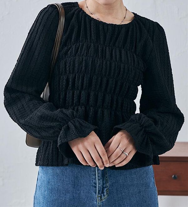 RANAN（ラナン）の「シャーリングカットブラウス（カットソー）」｜詳細画像