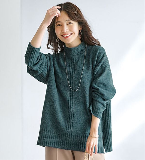 BELLUNA（ベルーナ）の「【快適Ｌａｂ．】洗える＆チクチクしにくい！ウール調ニットプルオーバー（ニット・セーター）」｜ターコイズ