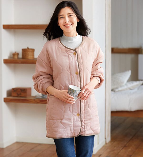 「【２枚組】暖か可愛い！中わたキルトかっぽう（エプロン）」｜詳細画像