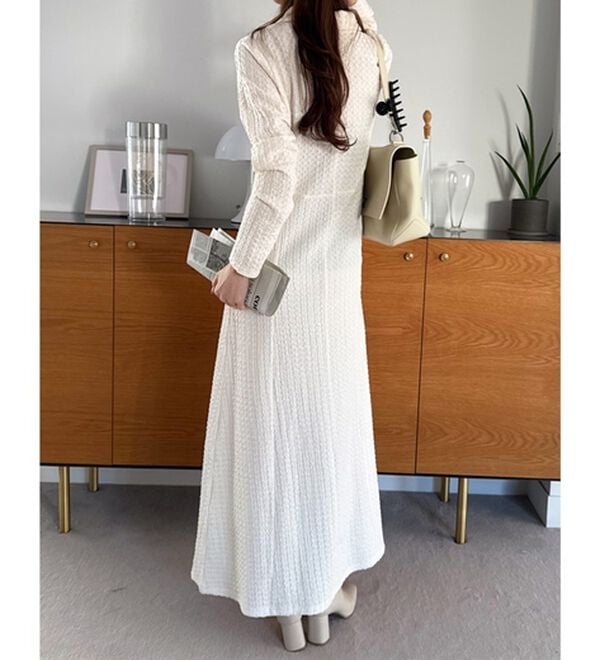 GeeRA（ジーラ）の「ポロ衿表面感素材マーメイドワンピース（カットソーワンピース）」｜詳細画像