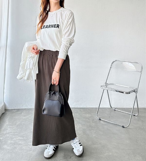 GeeRA（ジーラ）の「【着回し力◎】楽ちんすっきり見え！リブロングスカート（ロングスカート）」｜詳細画像