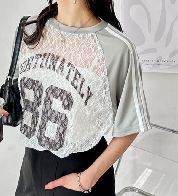 GeeRA（ジーラ）の「レース切替ナンバーロゴＴシャツ（カットソー）」｜詳細画像