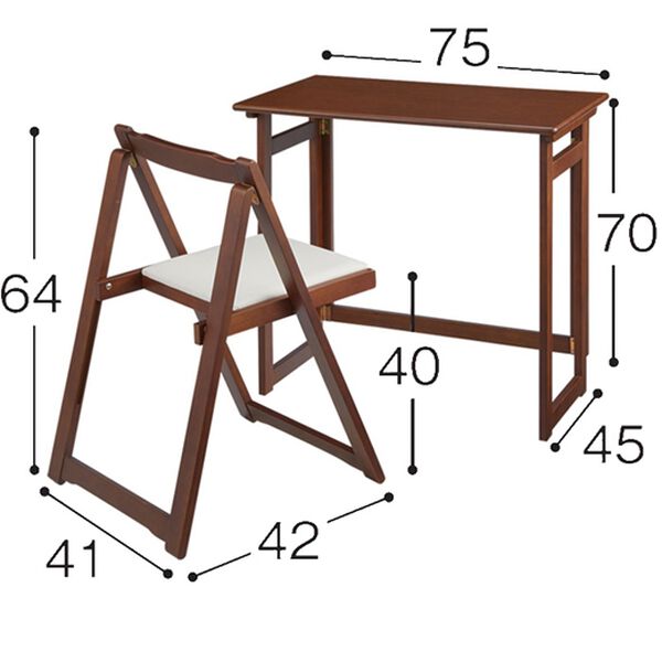 「折りたたみデスク＆チェア２（デスク・学習机）」｜詳細画像