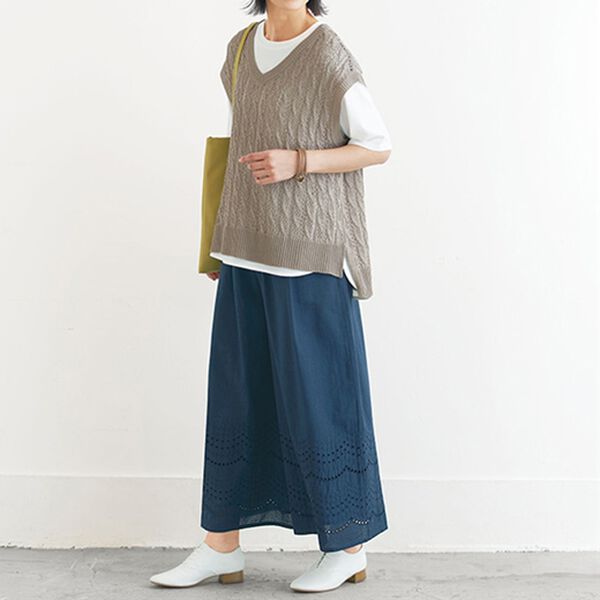 BELLUNA（ベルーナ）の「カットレースガウチョパンツ（ワイドパンツ・ガウチョ）」｜詳細画像