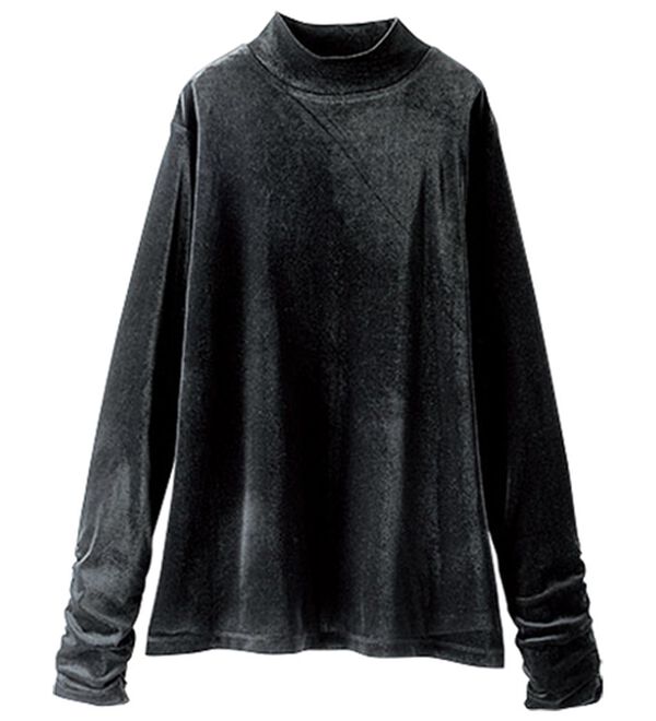 BELLUNA（ベルーナ）の「艶やかシアーベロア袖シャーリングプルオーバー（カットソー）」｜詳細画像