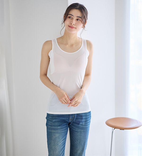 LAVIENNE（ラヴィエンヌ）の「【暑がりさん必見！】瞬間ひんやり冷感！タンクトップインナー＜さらりラボ＞（肌着・インナーウェア）」｜詳細画像