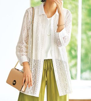 BELLUNA（ベルーナ）の「総レースデザインシャツチュニック（チュニック）」｜詳細画像