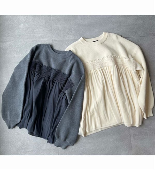 RANAN（ラナン）の「洗える！ビスチェ風チュールドッキングニット＜ムースタッチライト＞（ニット・セーター）」｜詳細画像