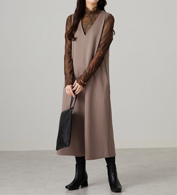 BELLUNA（ベルーナ）の「【選べる丈】シュッと体型カバー！ジャストフィットらくらくジャンパースカート（ジャンパースカート）」｜詳細画像