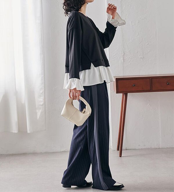 RANAN（ラナン）の「＜ＨＳ＞重ね着風配色フリルプルオーバー（カットソー）」｜詳細画像