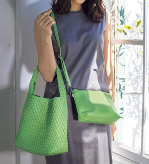 ルフラン（ルフラン）の「【２点セット】いつも持ちたいメッシュ調バッグ（トートバッグ）」｜グリーン