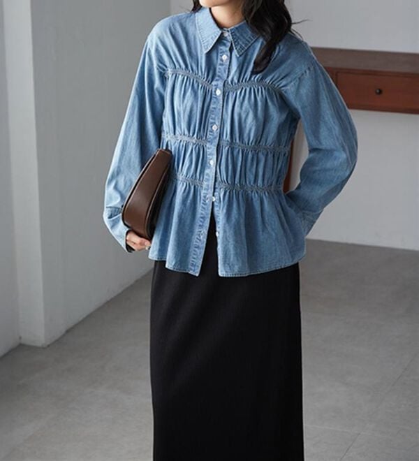 RANAN（ラナン）の「ライトデニムシャーリングデザインシャツブルー（シャツ）」｜詳細画像