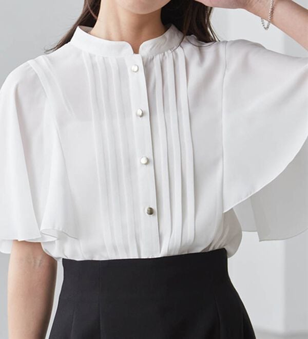 RANAN（ラナン）の「【新色追加】ひんやり！ピンタックフレアー袖ブラウス（ブラウス）」｜詳細画像