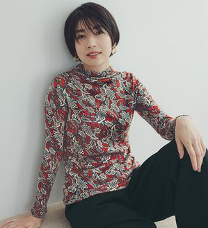 ルフラン（ルフラン）の「＜スタイルプリュ＞ウールガーゼプリントプルオーバー（カットソー）」｜レッド