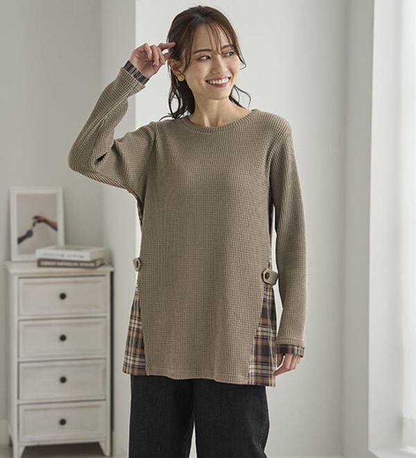 BELLUNA（ベルーナ）の「異素材重ね着風チュニック（チュニック）」｜詳細画像