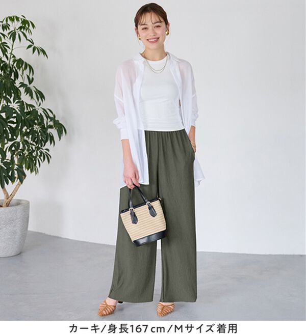 Viola e Viola（ヴィオラ エ ヴィオラ）の「【５つの機能付】丈切れる！楽ちんジャカードパンツ（ワイドパンツ・ガウチョ）」｜詳細画像