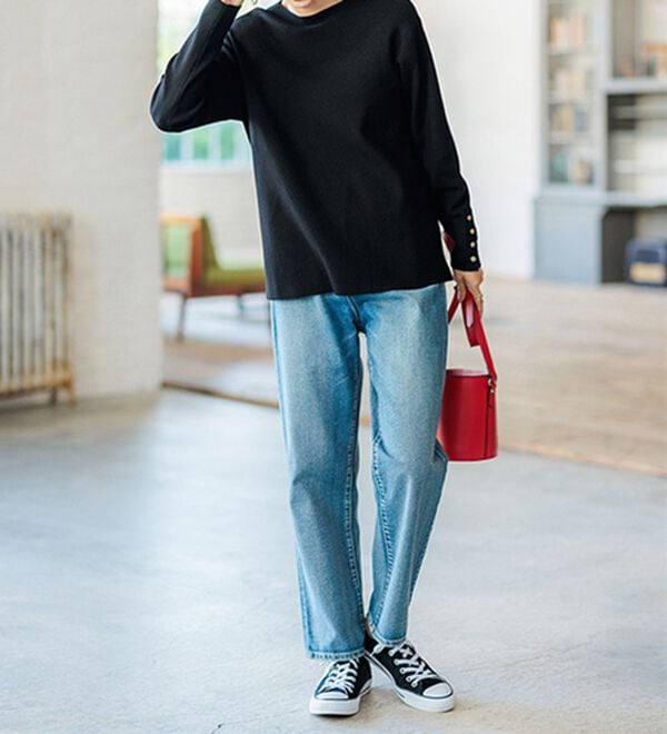 BELLUNA（ベルーナ）の「もちもち袖ボタンニットプルオーバー（ニット・セーター）」｜詳細画像