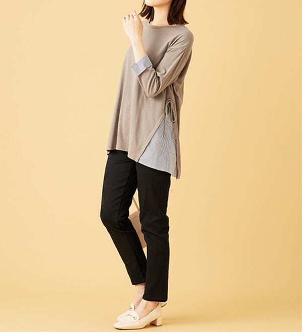 BELLUNA（ベルーナ）の「サイドリボンデザイン異素材切替チュニック（チュニック）」｜詳細画像