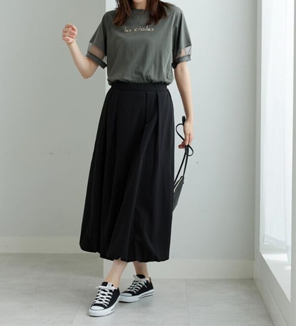 BELLUNA（ベルーナ）の「しぼ感素材バルーンスカート（ロングスカート）」｜詳細画像