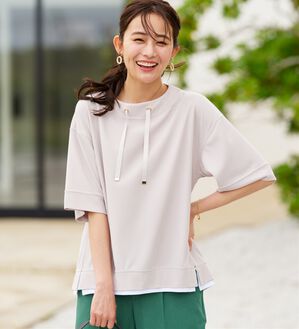BELLUNA（ベルーナ）の「ワイドネックデザイン重ね着風プルオーバー（カットソー）」｜詳細画像