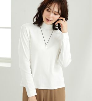 「シンプルデザイン！ハイネックプルオーバー（カットソー）」｜オフ白