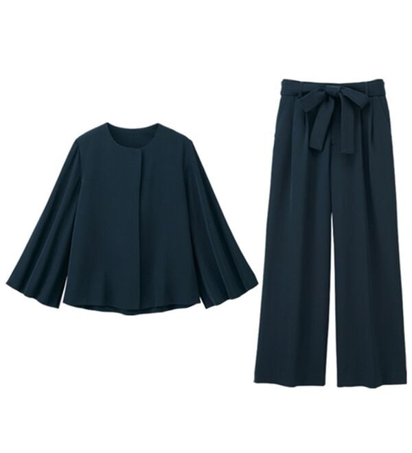 RANAN（ラナン）の「【２点セット】防しわ！洗える！ケープライクジャケットセットアップ（パンツスーツ）」｜詳細画像