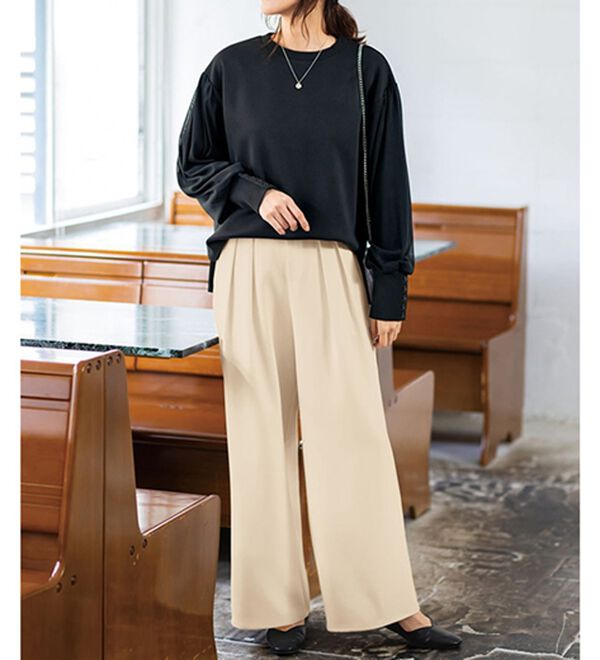 BELLUNA（ベルーナ）の「袖チュールデザインプルオーバー（カットソー）」｜詳細画像