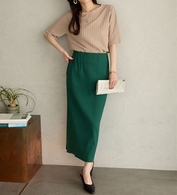 GeeRA（ジーラ）の「配色メロー５分袖表面感カットソー（カットソー）」｜詳細画像