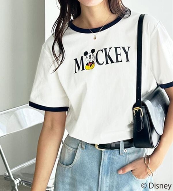 GeeRA（ジーラ）の「【Disney/ディズニー】別注/Mickey Mouse＆Minnie Mouse/リンガープリントTシャツ（カットソー）」｜詳細画像