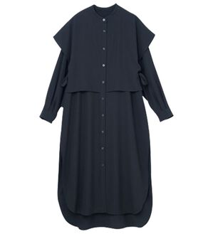 RANAN（ラナン）の「ヨーク重ね使い深スリットシャツチュニック（チュニック）」｜ブラック