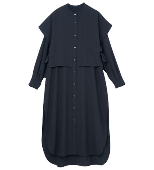 RANAN（ラナン）の「ヨーク重ね使い深スリットシャツチュニック（チュニック）」｜ブラック