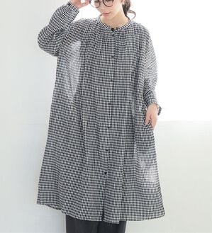 A HAPPY MARILYN（アハッピーマリリン）の「【大きいサイズ】【Ｌ～６Ｌ／選べる袖丈】綿・楊柳シャツチュニック【風通るプレミアム】（チュニック）」｜ギンガム