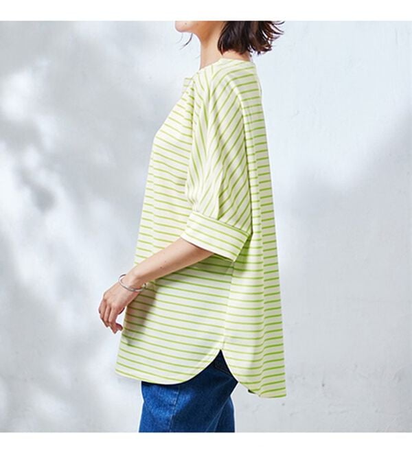 BELLUNA（ベルーナ）の「リップル素材ゆったりボーダープルオーバー（カットソー）」｜詳細画像