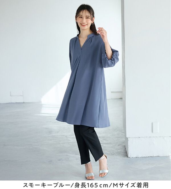 alotta（アロッタ）の「パフ袖とろみブラウスチュニックワンピース（チュニックワンピース）」｜詳細画像