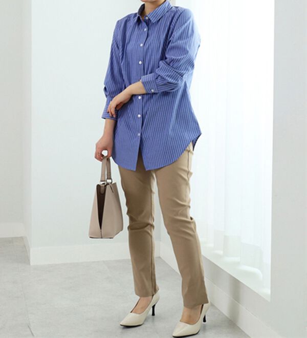 BELLUNA（ベルーナ）の「チノ見えストレッチ素材スリムパンツ（フルレングスパンツ）」｜詳細画像