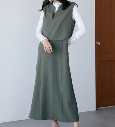 RANAN（ラナン）の「機能付！ベスト&times;キャミワンピースアンサンブル（その他ワンピース）」