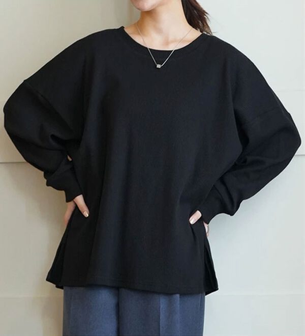 A HAPPY MARILYN（アハッピーマリリン）の「【Ｌ～８Ｌ】コットン１００％ 楽にのびる ワッフルシリーズ ゆったりプルオーバー（Tシャツ）」｜詳細画像