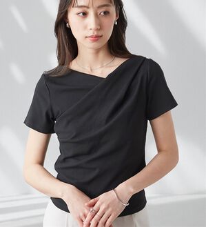 RANAN（ラナン）の「【ひんやり／着映え】上品ドレープリブＴシャツ（カットソー）」｜詳細画像