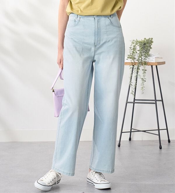 BELLUNA（ベルーナ）の「ヒンヤリ冷感！ライトオンスジーンズ（ワイド）（ワイドパンツ・ガウチョ）」｜ブリーチ