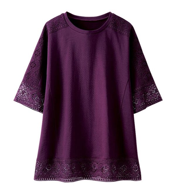 BELLUNA（ベルーナ）の「花柄レース使いデザインプルオーバー（カットソー）」｜詳細画像