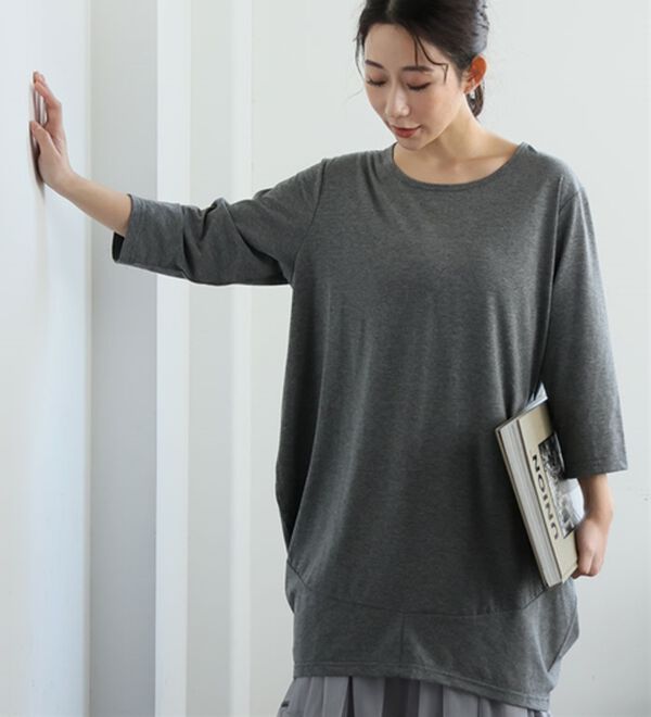 A HAPPY MARILYN（アハッピーマリリン）の「【Ｍ～８Ｌ】長袖・七分袖・半袖 コクーン シルエット チュニック（チュニック）」｜詳細画像