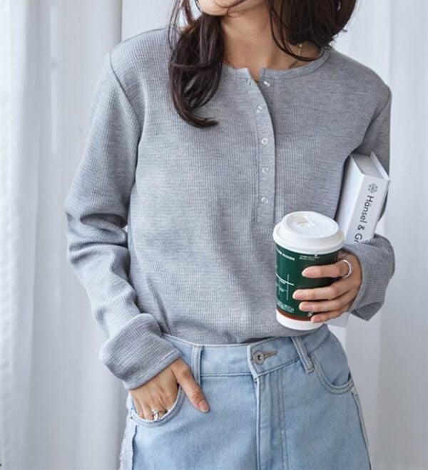 RANAN（ラナン）の「ヘンリーネックワッフルロンＴ（カットソー）」｜詳細画像