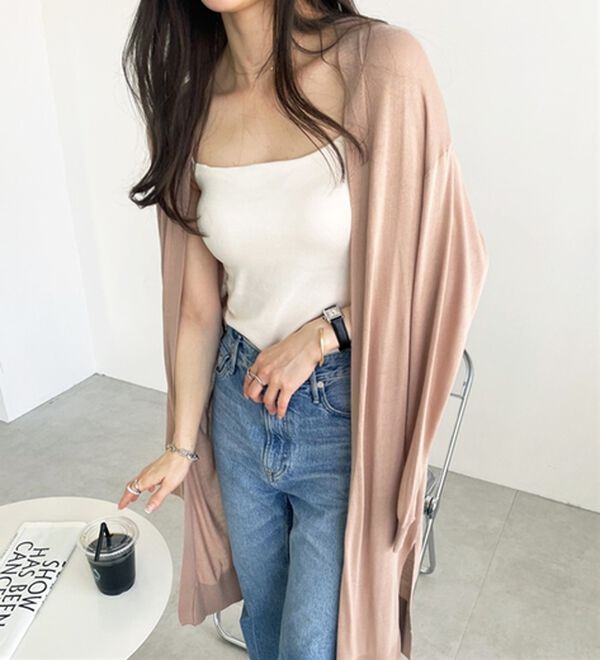 GeeRA（ジーラ）の「【3つの機能付】ロングニットカーディガン（ミディ丈）（ニットカーディガン）」｜詳細画像